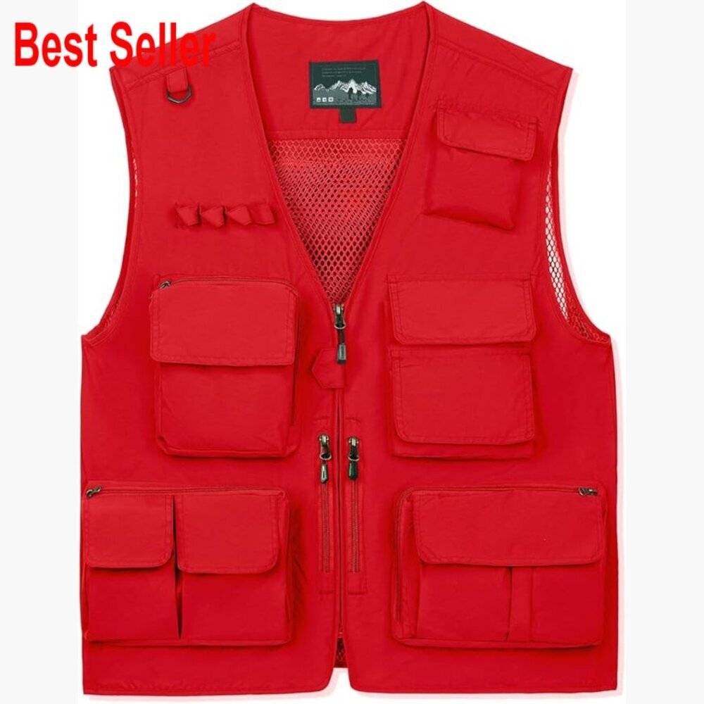 Men's Utility Cargo Vest with Multi Pockets for Outdoor Fishing Travel